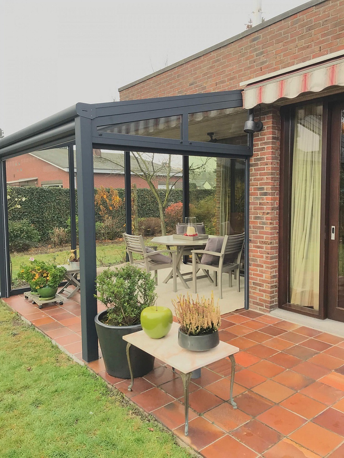 Terrasoverkapping Iseo verano Vosselaar Screen 7016structuur 1
