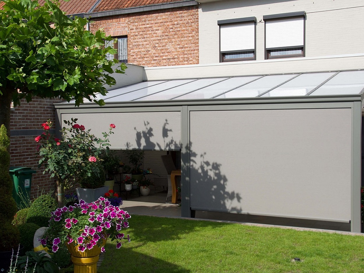 Vaste terrasoverkapping polycarbonaatplaten Turhout grijs Screens Verano Iseo3