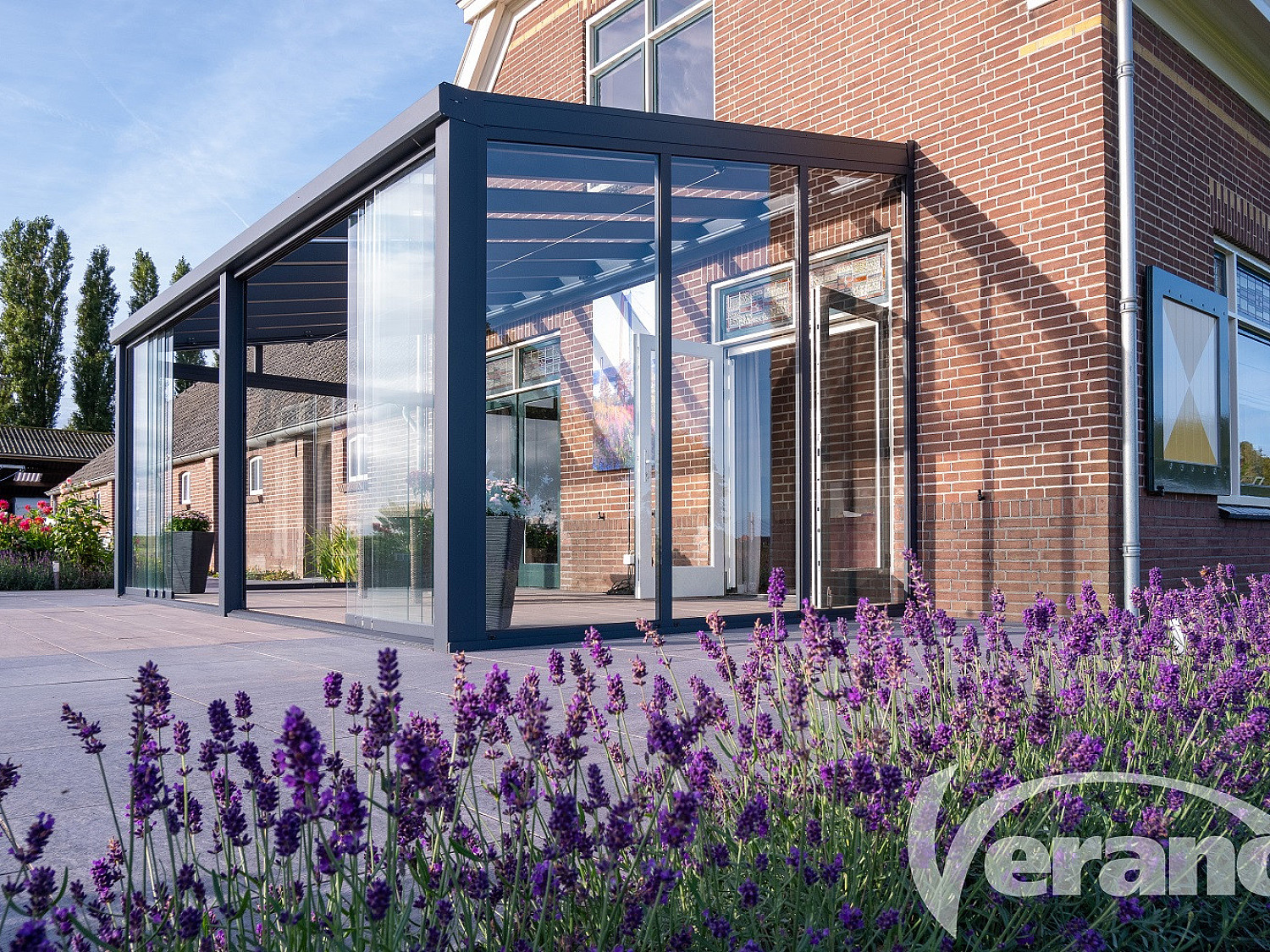 robuuste uitstraling V908 Ledro glazen overkapping terrasoverkapping Verano helder glas - tuinoverkapping