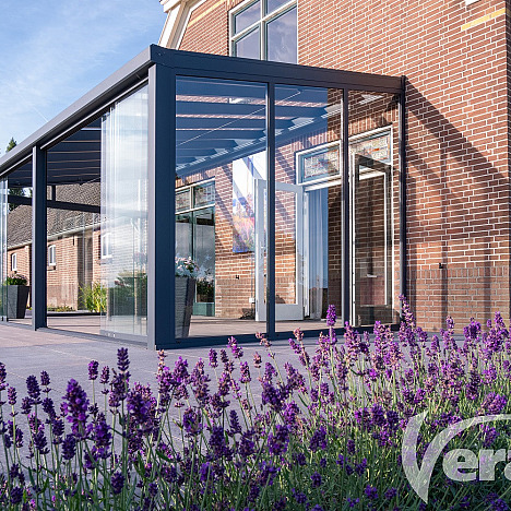 robuuste uitstraling V908 Ledro glazen overkapping terrasoverkapping Verano helder glas - tuinoverkapping